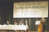 Dr. Hans Koechler, President of the International Progress Organization, at the speaker's desk, delivering the lecture on "The 'New International Economic Order' Revisited: Philosophical Considerations on the Collapse of Neoliberal Globalization."  Rsselsheim, Germany, 21 February 2009